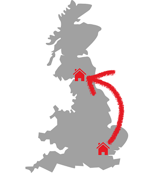 Map of England for relocation network