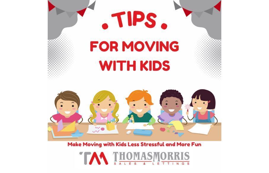 Tips for moving with kids with cartoon kids playing