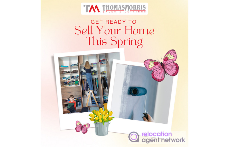 Photographs of someone cleaning their house with the title 'Sell your home this spring'