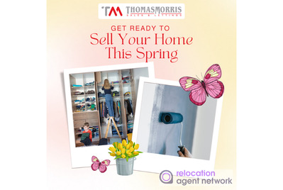 Photographs of someone cleaning their house with the title 'Sell your home this spring'