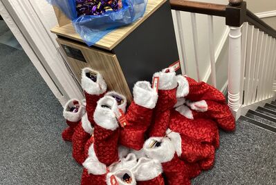 A pile of Christmas stockings