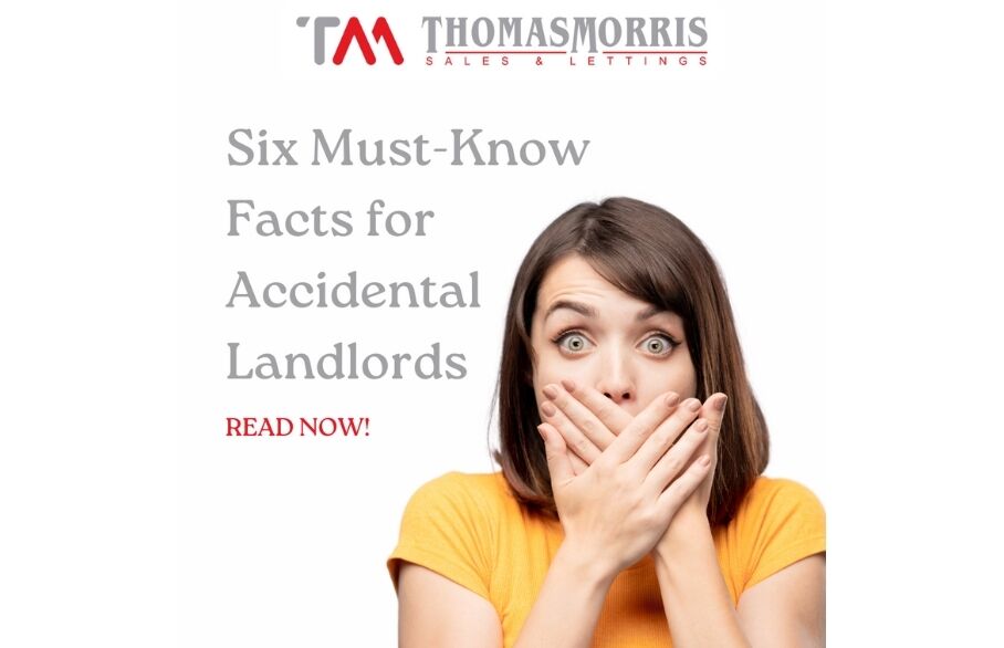 A shocked person in front of the text 'Six must-know facts for accidental landlords'