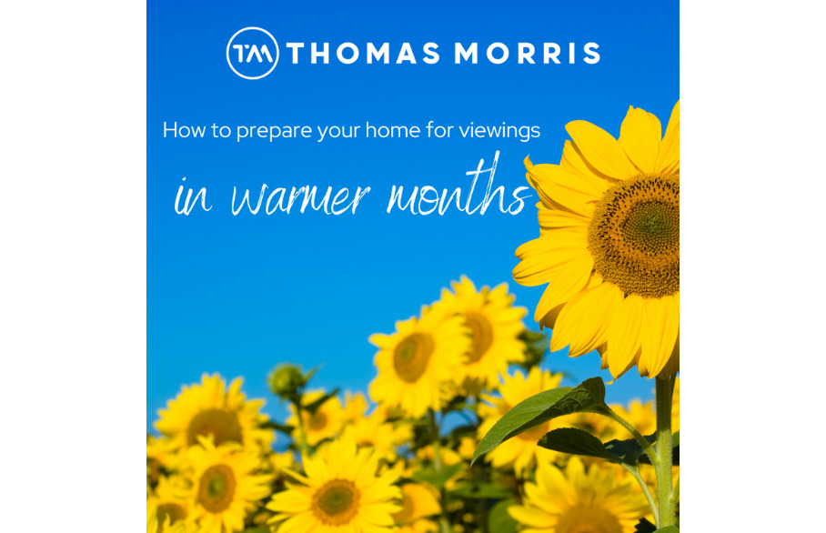 Sunflowers with a blue sky and the text How to prepare your home for the summer months