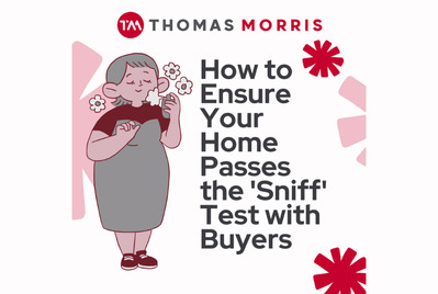 A cartoon of a woman sniffing flowers with the text 'How to ensure your home passes the sniff test with buyers'