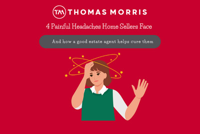 4 painful headaches home sellers face, with a cartoon of a girl with stars around her head