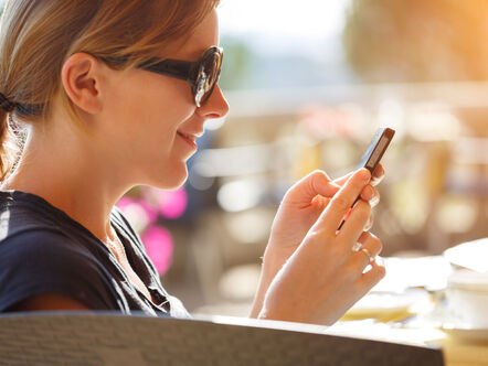 Lady looking at a phone